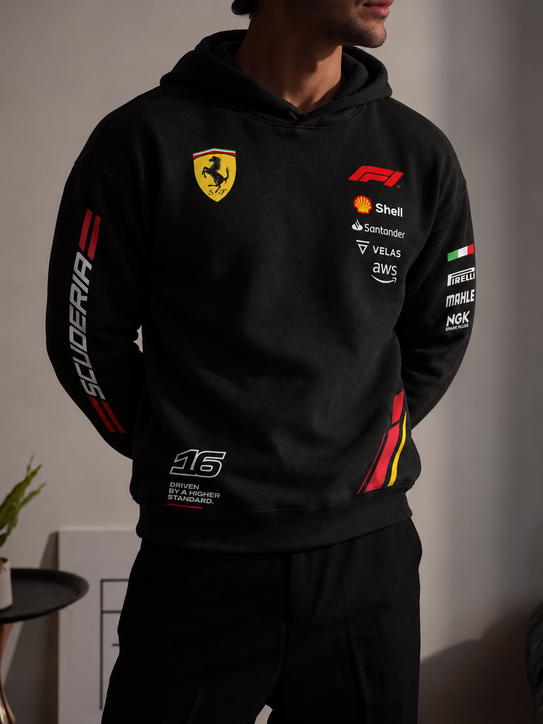 Scuderia Ferrari Black Racing Oversized Hoodie model photo