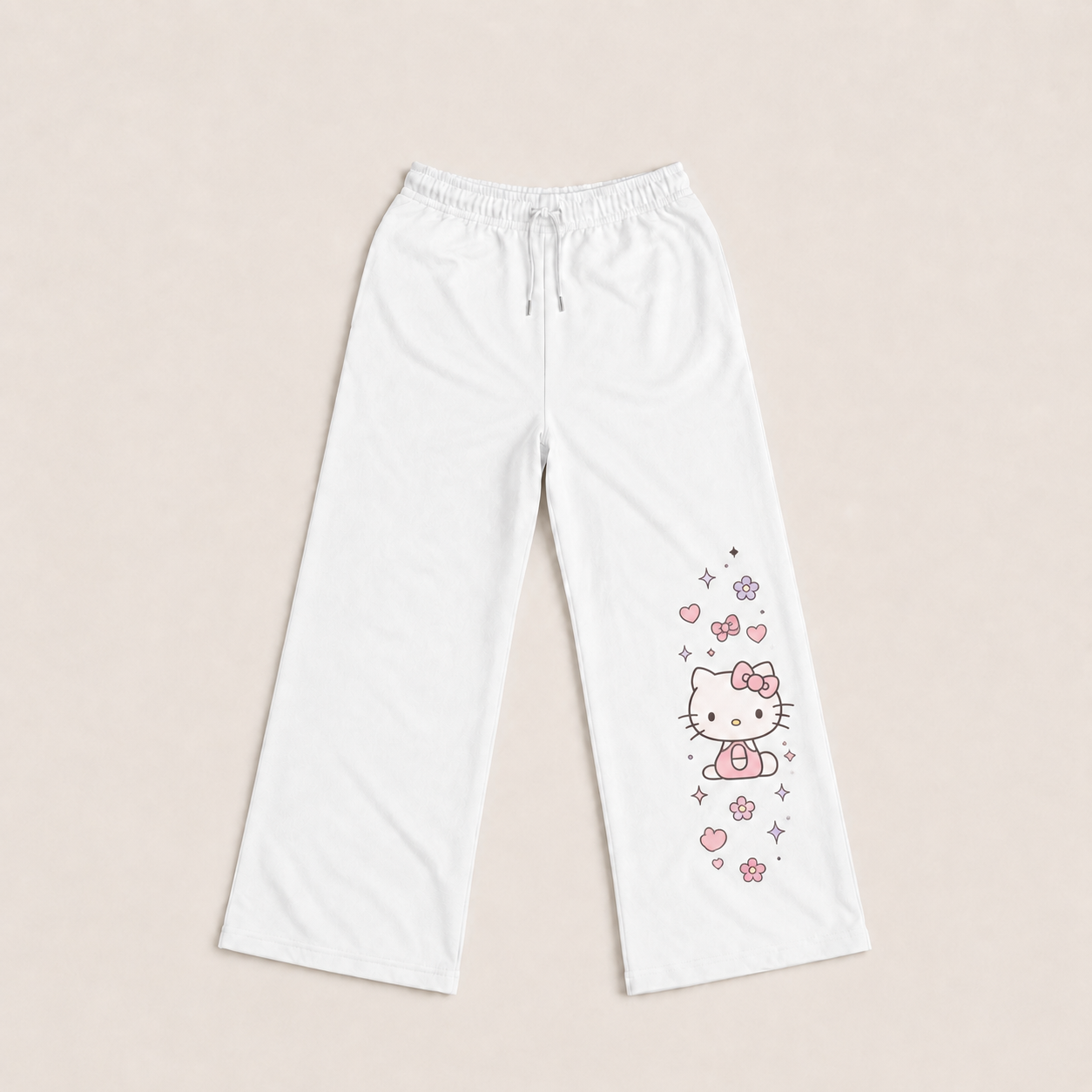 Hello Kitty Wide-Leg Trousers (White)