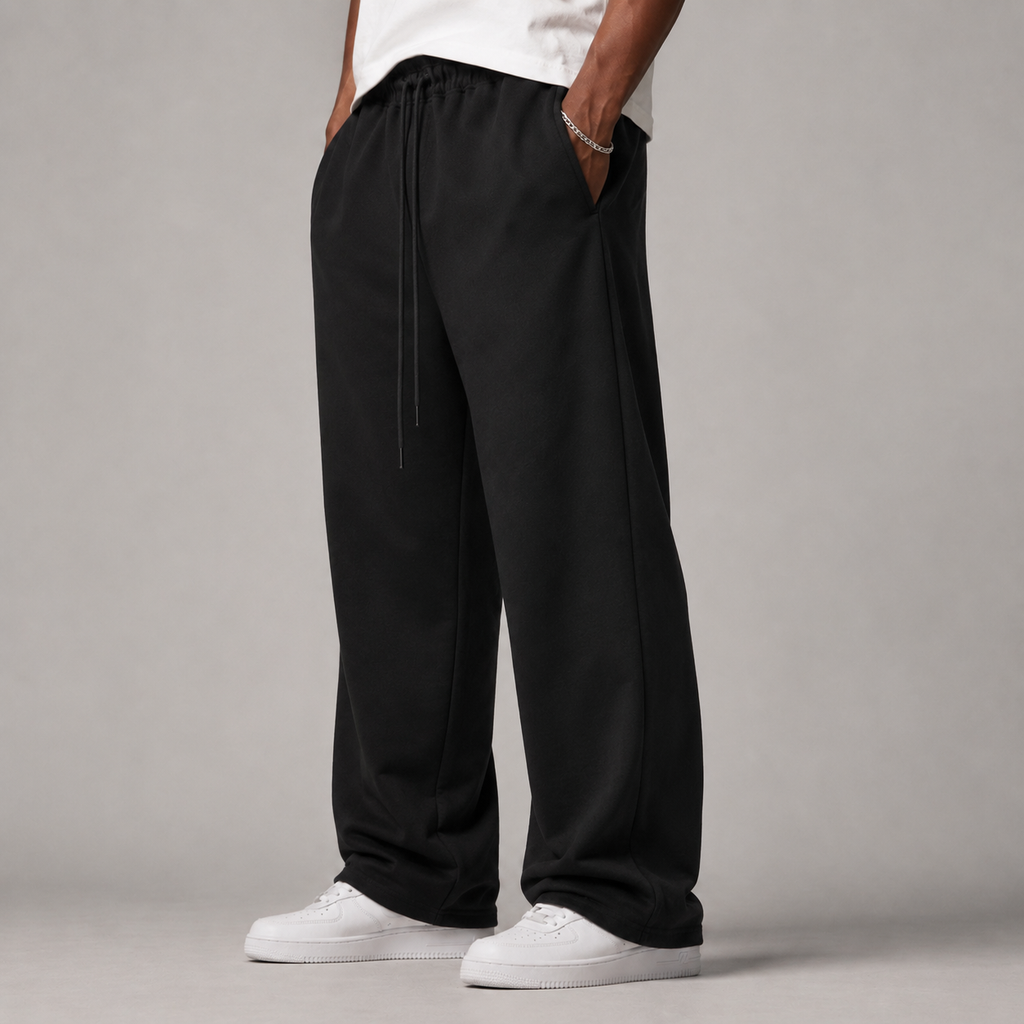 Essential Straight-Leg Trousers (Black)