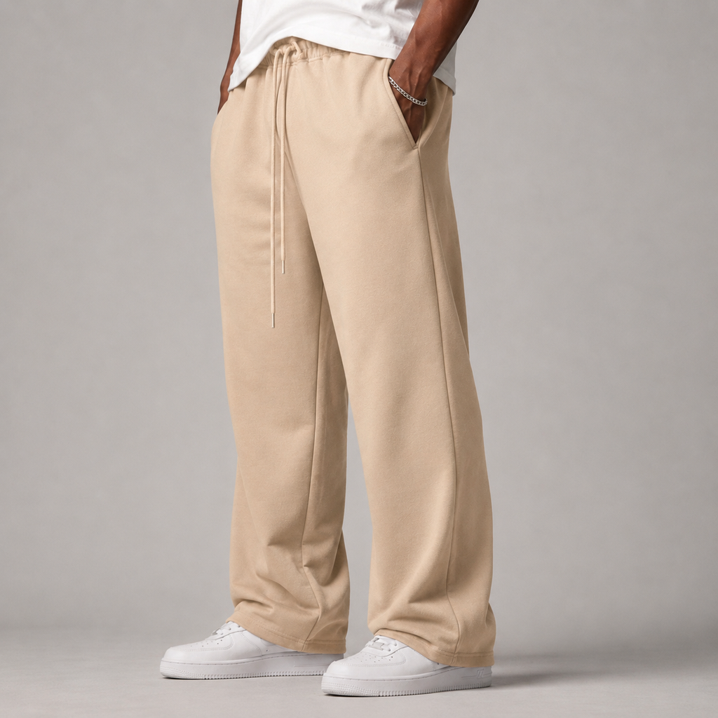 Essential Straight-Leg Trousers (Beige)