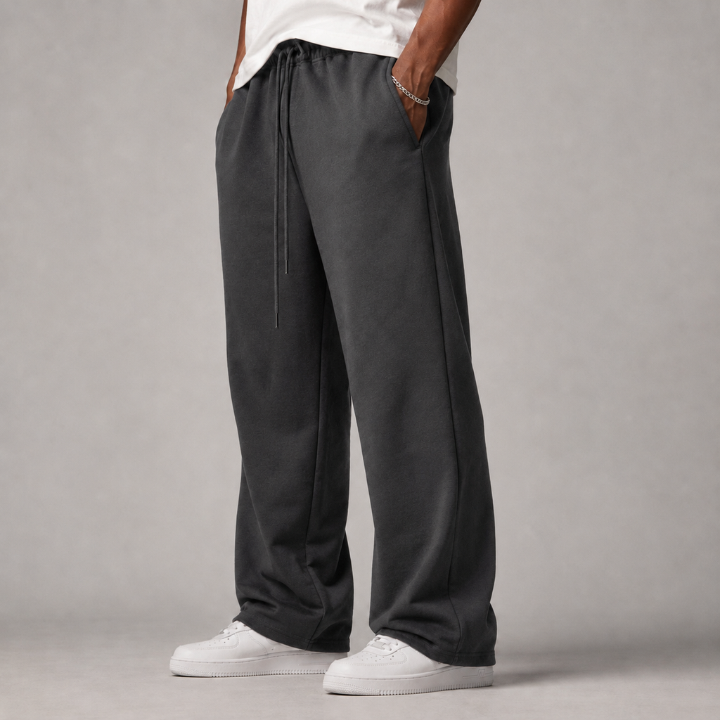 Essential Straight-Leg Trousers (Grey)