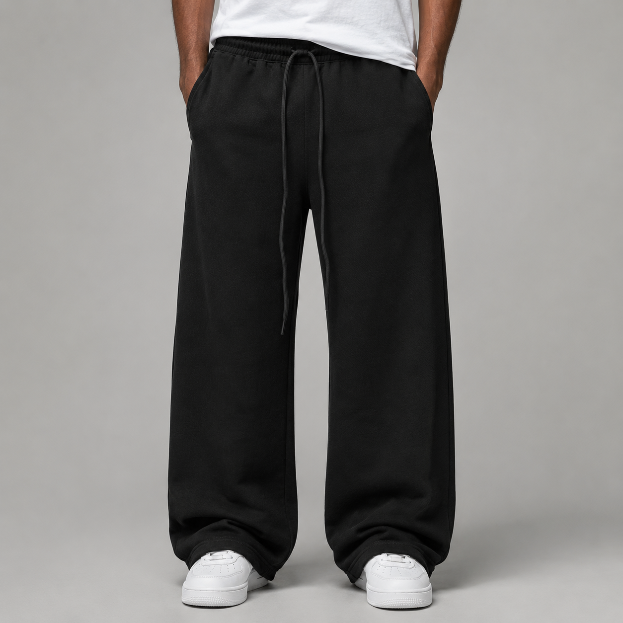 Essential Straight-Leg Trousers (Black)