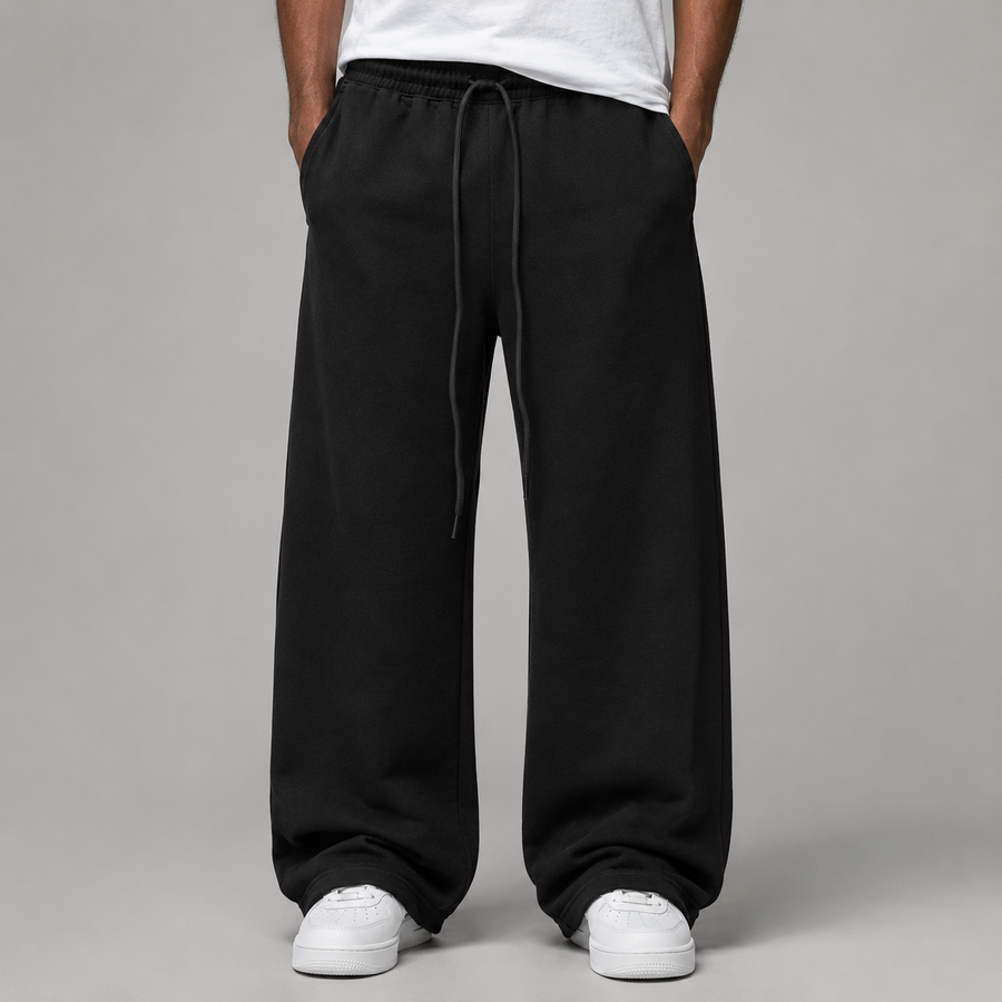 Essential Straight-Leg Trousers (Black)