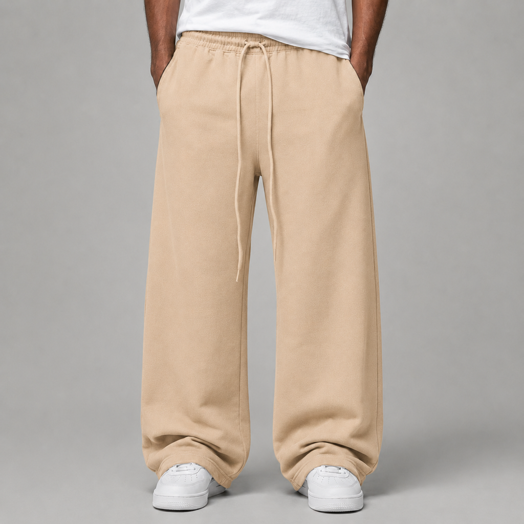 Essential Straight-Leg Trousers (Beige)