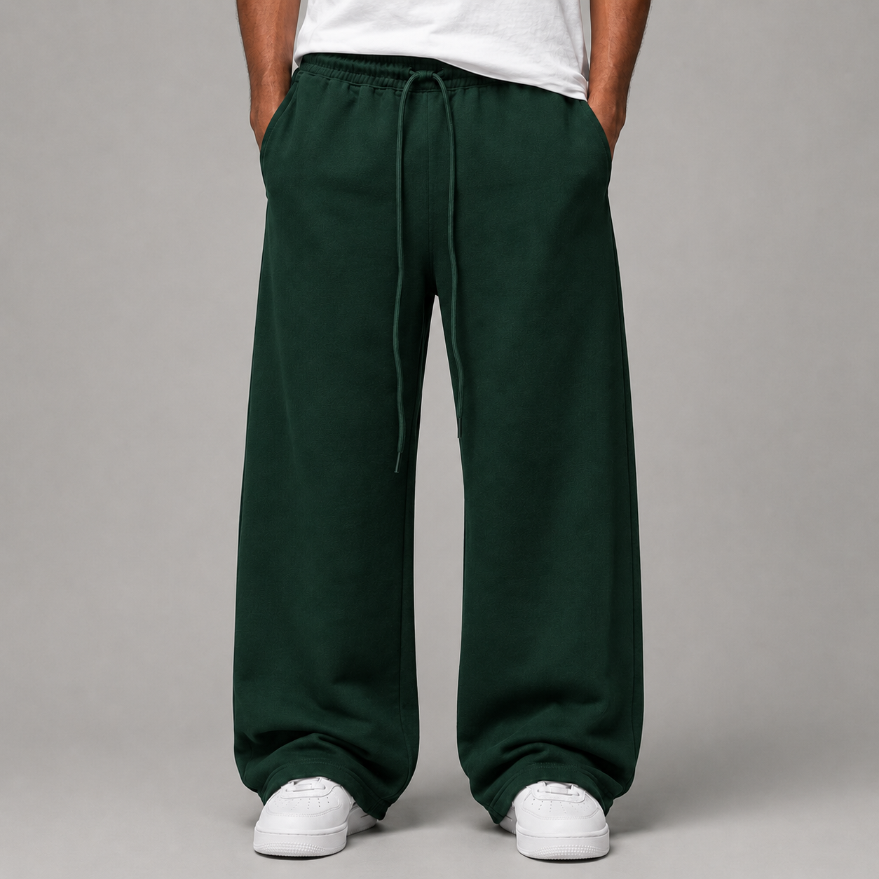 Essential Straight-Leg Trousers (Bottle Green)