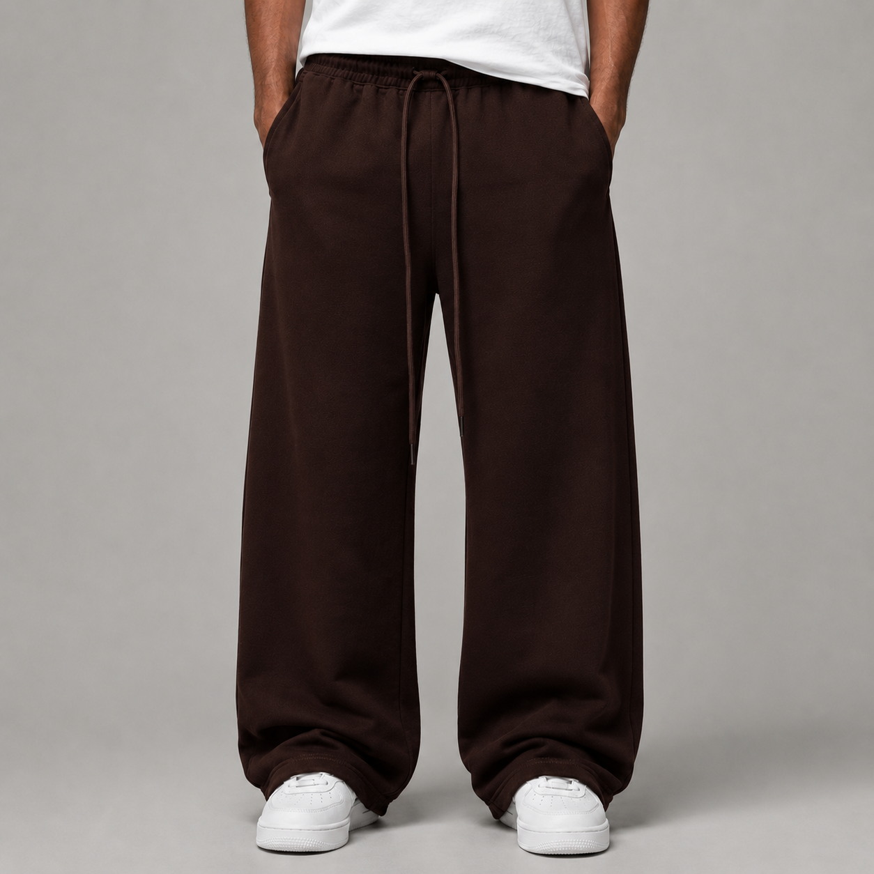 Essential Straight-Leg Trousers (Brown)