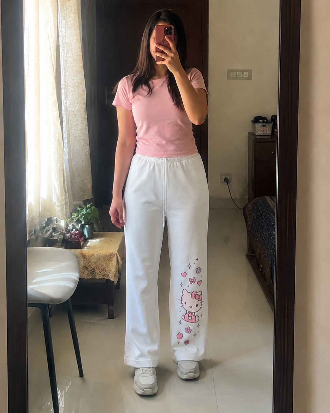 Hello Kitty Wide-Leg Trousers (White)
