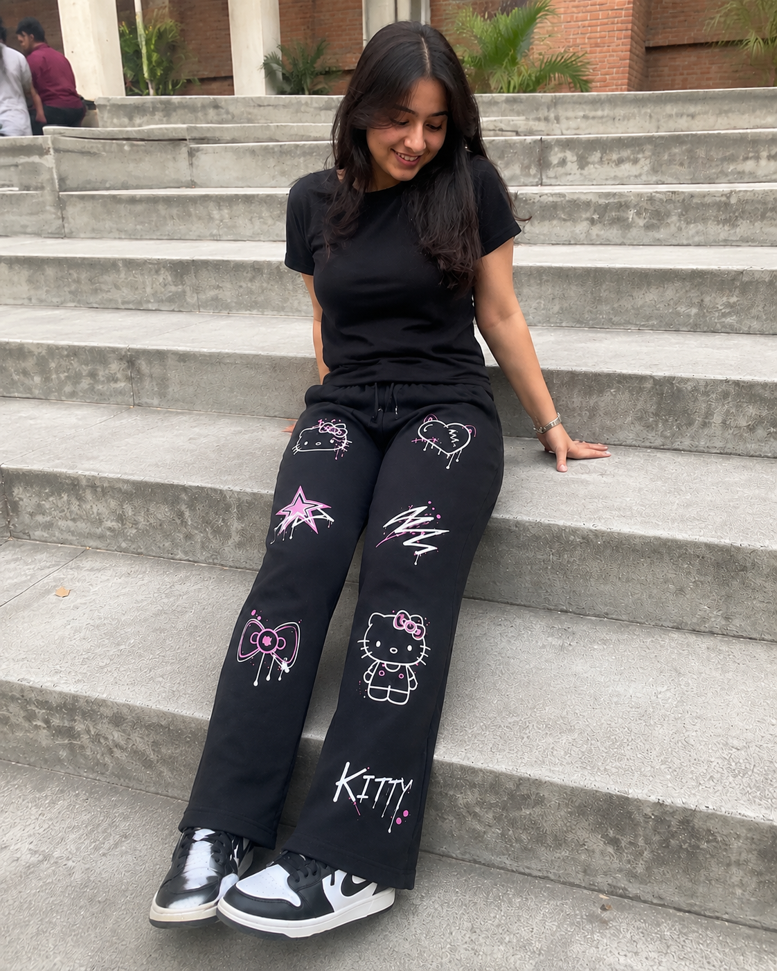 Hello Kitty Wide-Leg Trousers (Black)