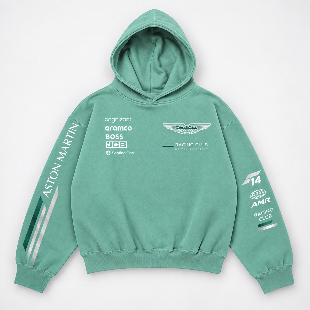 Aston Martin Mint Racing Oversized Hoodie flat lay