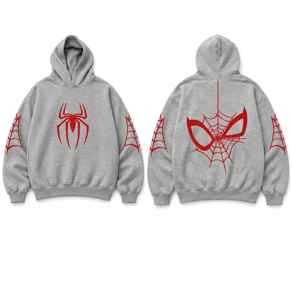 Spiderman Oversized Hoodie (Heather Grey)
