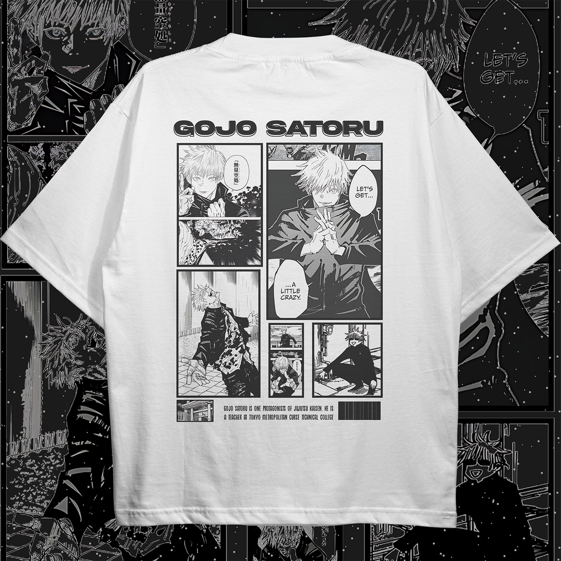 Gojo Satoru Manga Style Oversized T-shirt Back