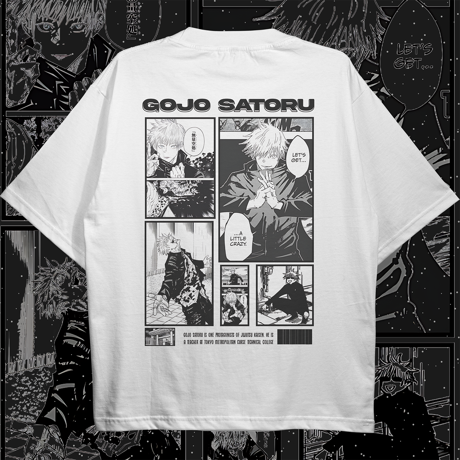 Gojo Satoru Manga Style Oversized T-shirt Back