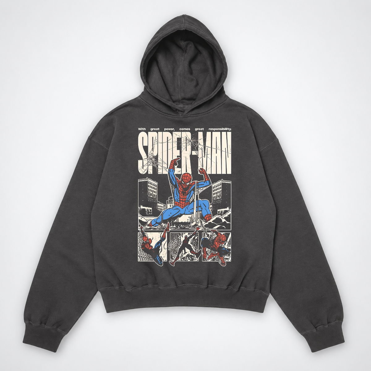 Spiderman 3 Oversized Hoodie (Charcoal Grey)