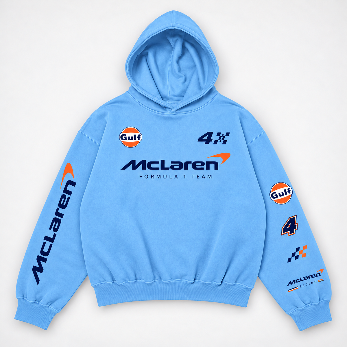 McLaren Gulf Sky Blue Racing Oversized Hoodie flat lay