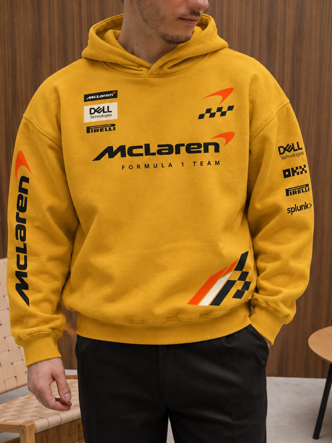 McLaren Yellow Racing Oversized Hoodie model photo