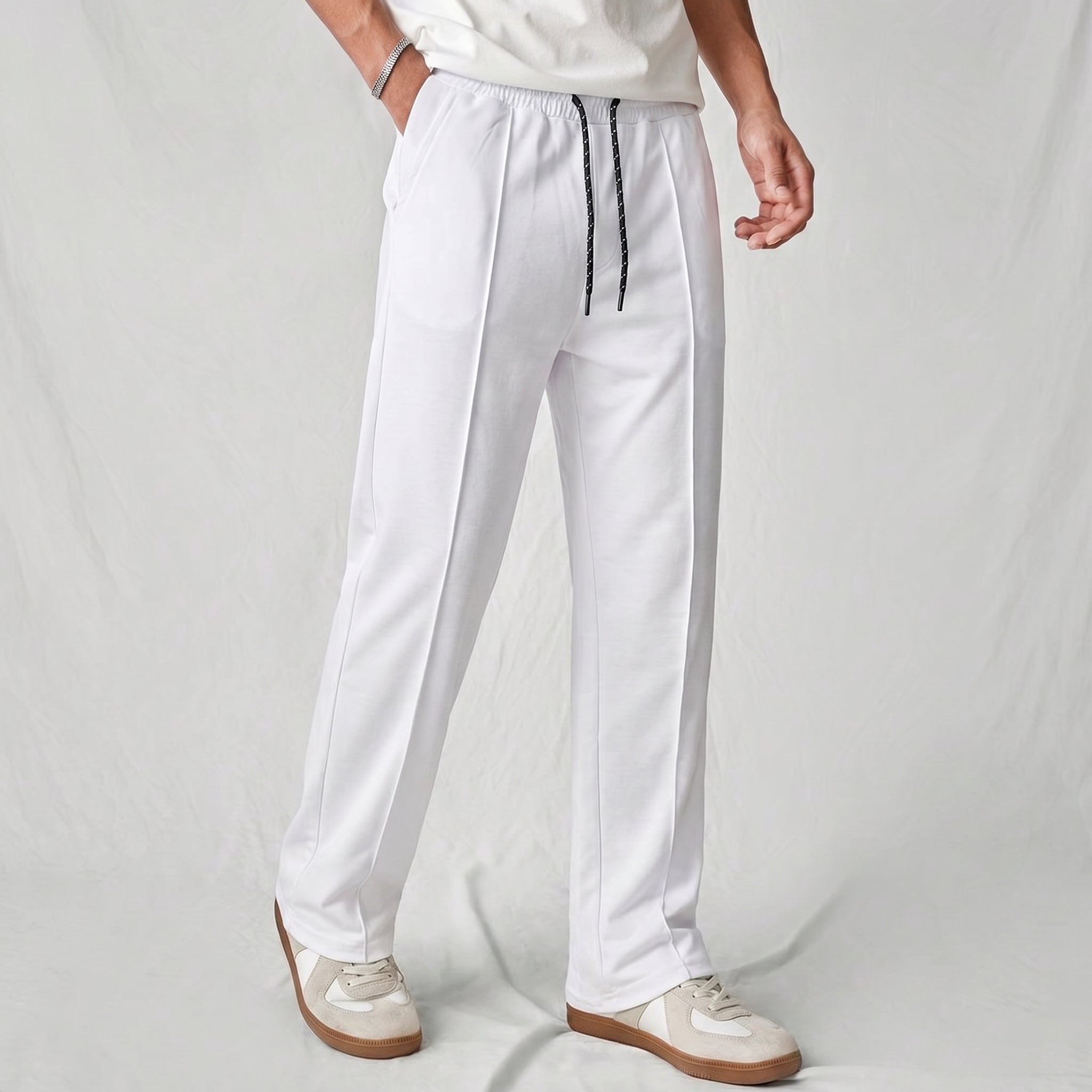 White Pleated Trousers