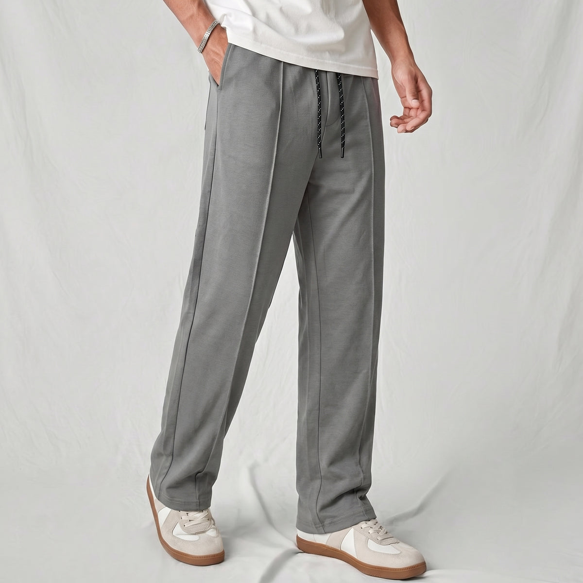 Steel Grey Pleated Trousers