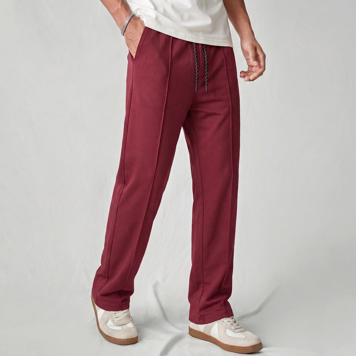Maroon Pleated Trousers