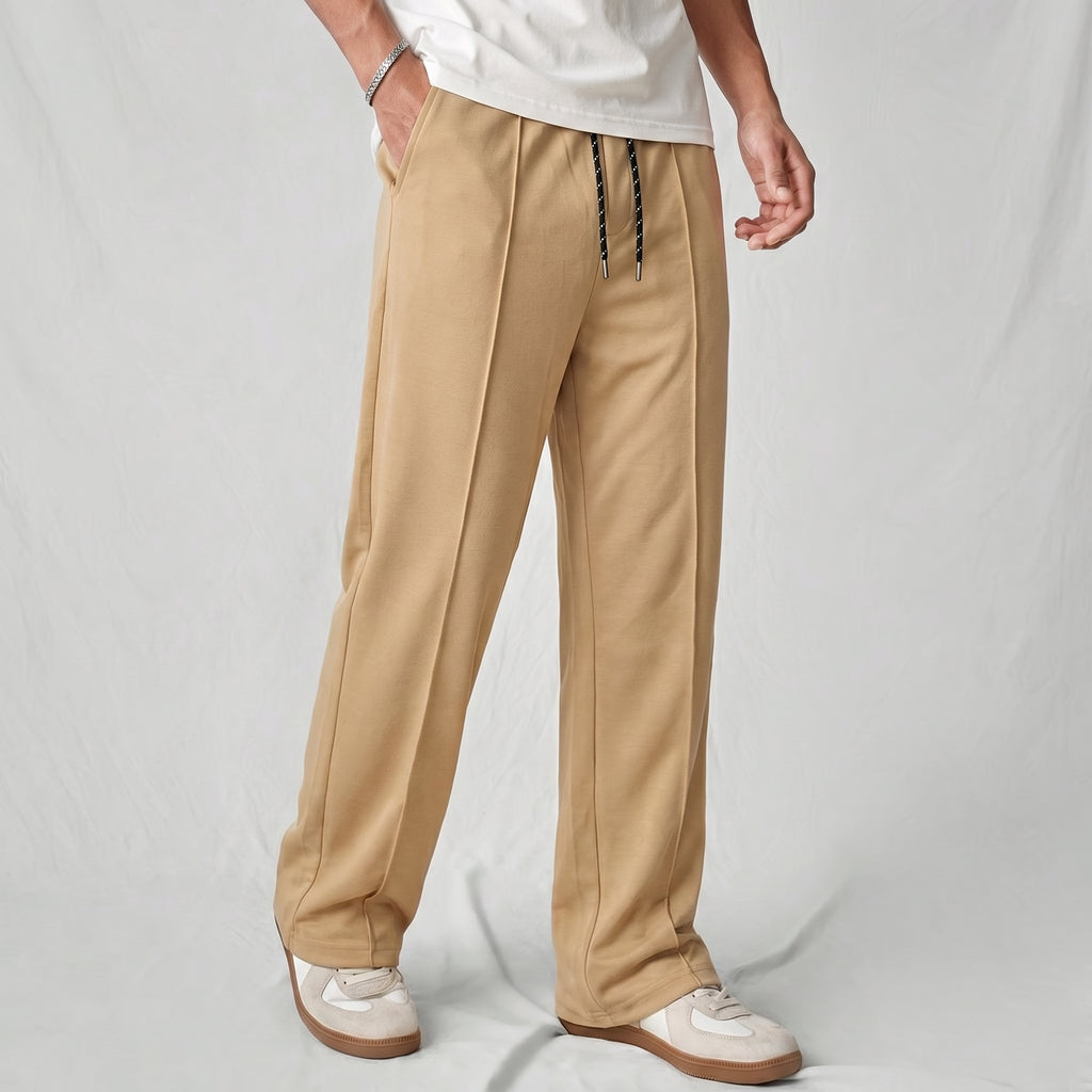 Beige Pleated Trousers