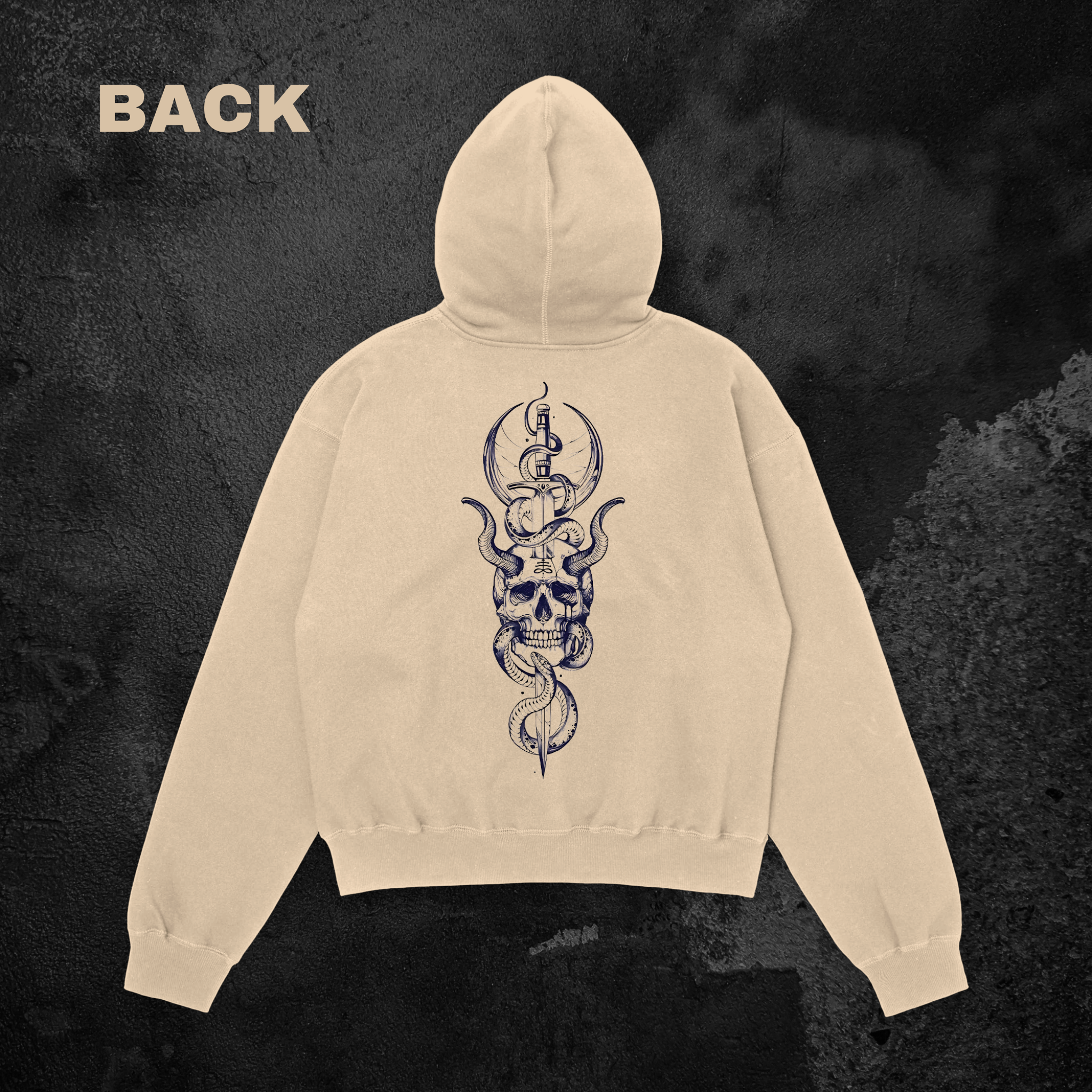 Skull and Dagger Oversized Hoodie Back