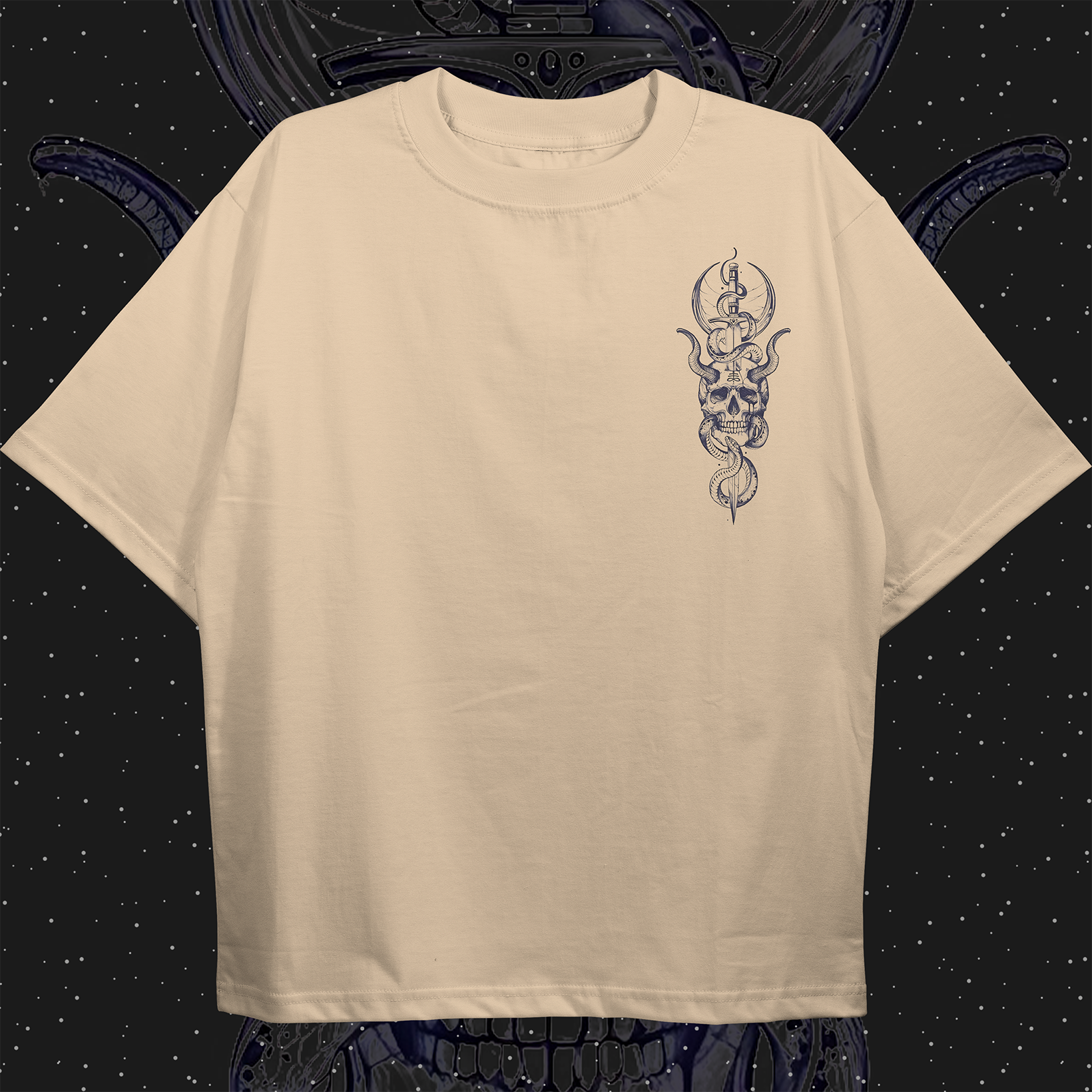 Skull and Dagger Oversized T-shirt Front
