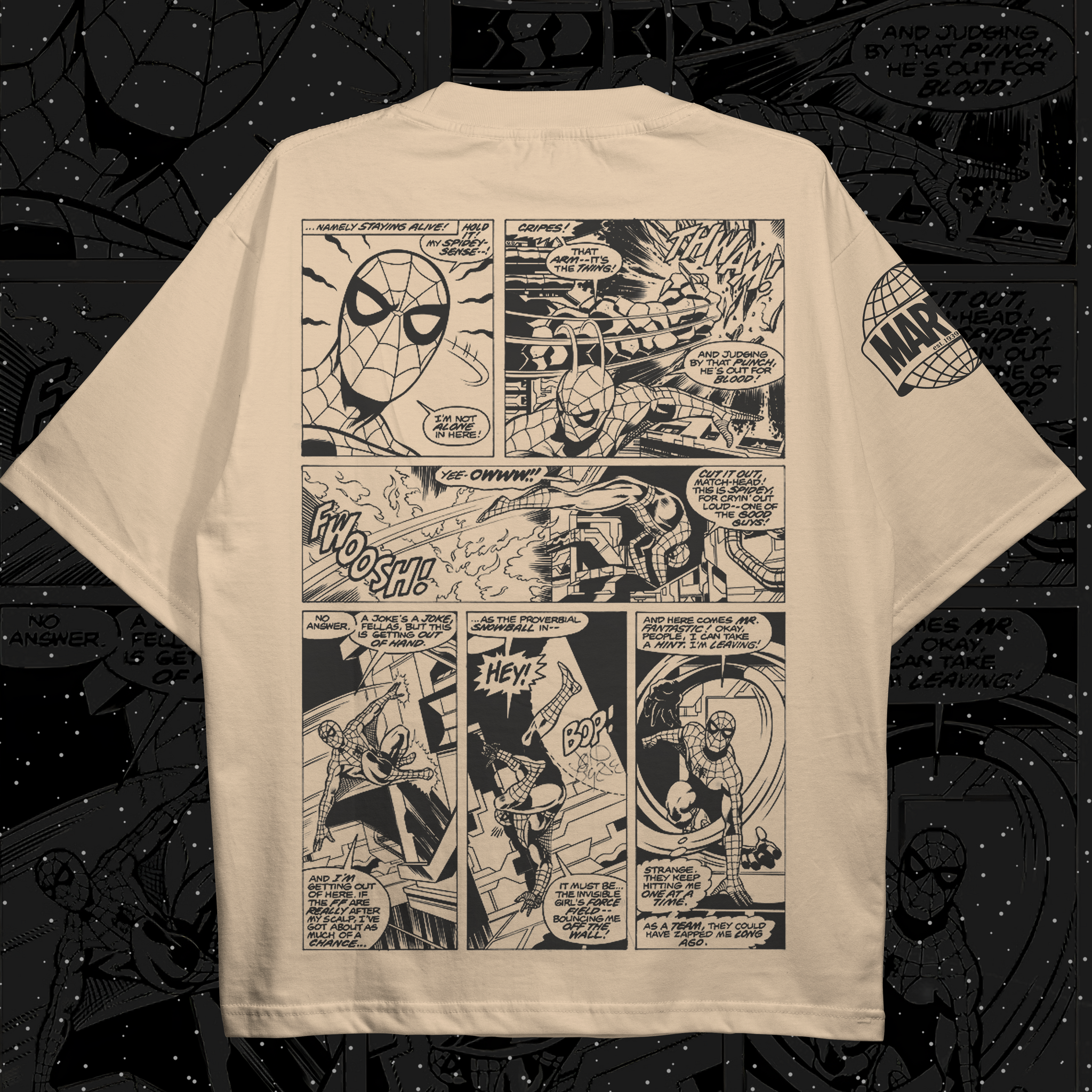 Spiderman Comic Style Oversized T-shirt Back
