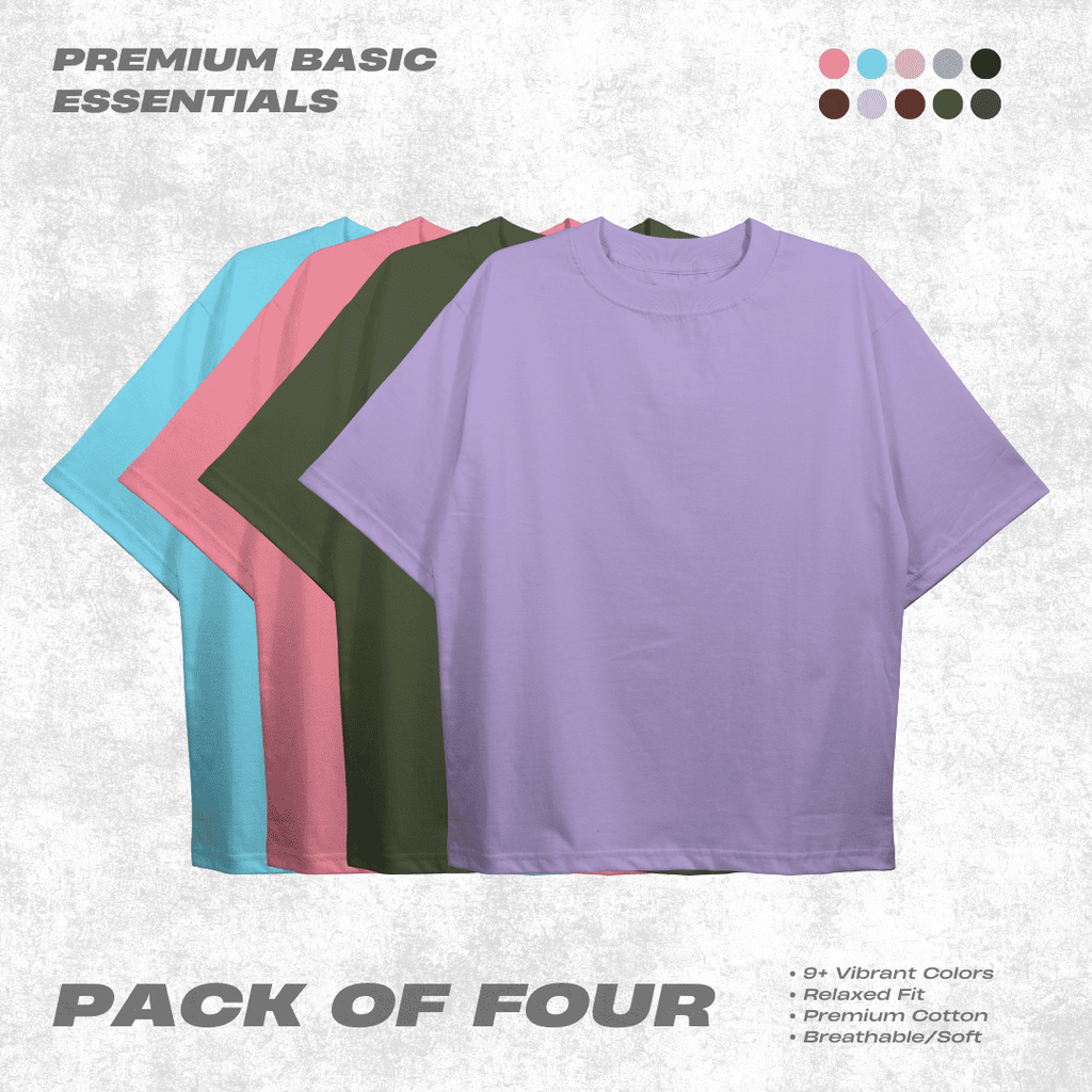 Basic Oversized T-shirt (PACK OF FOUR) - HavenWear