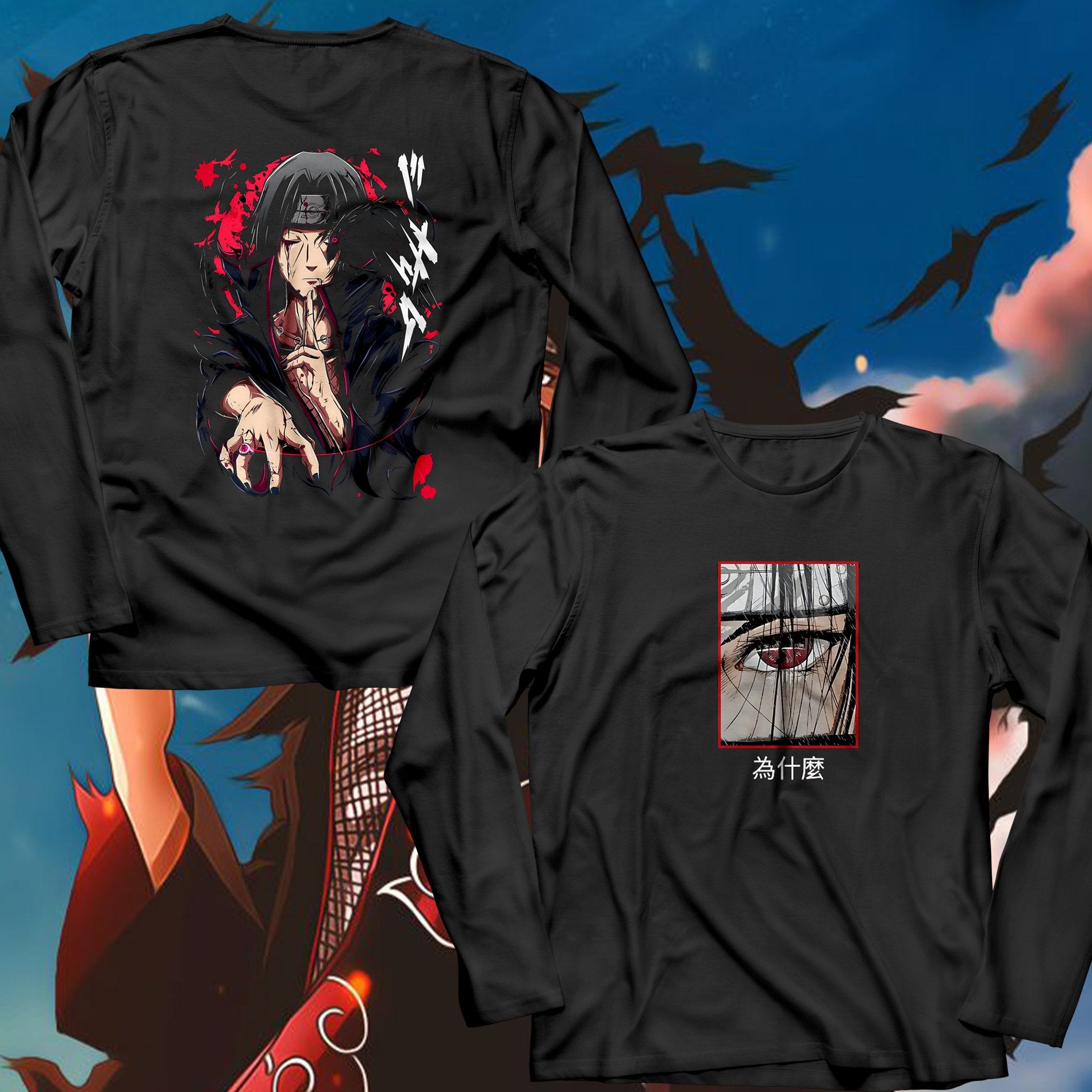 Double Sided Itachi Uchiha Full sleeves T shirt - HavenWear