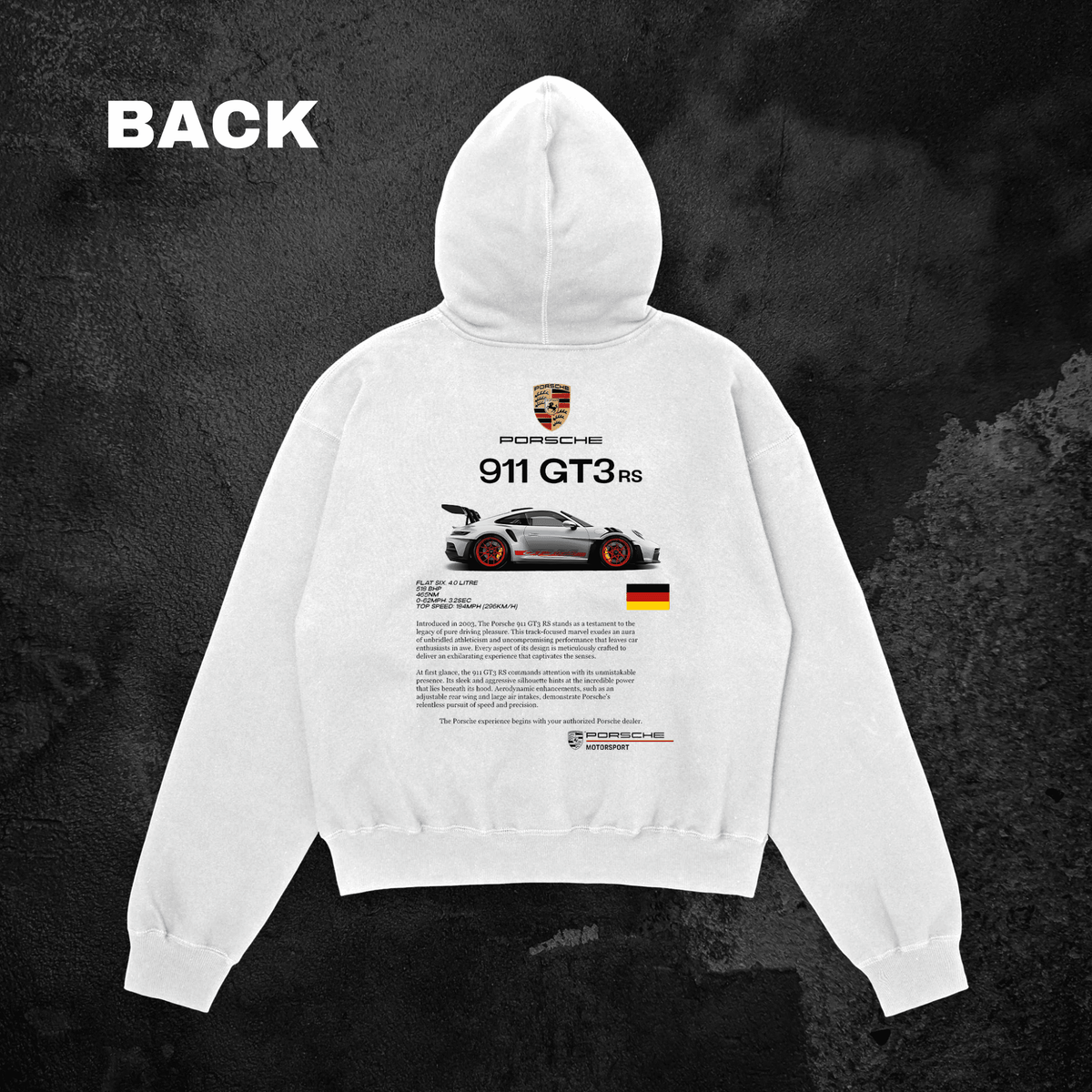 Porsche 911 GT3 Hoodie (White) - HavenWear