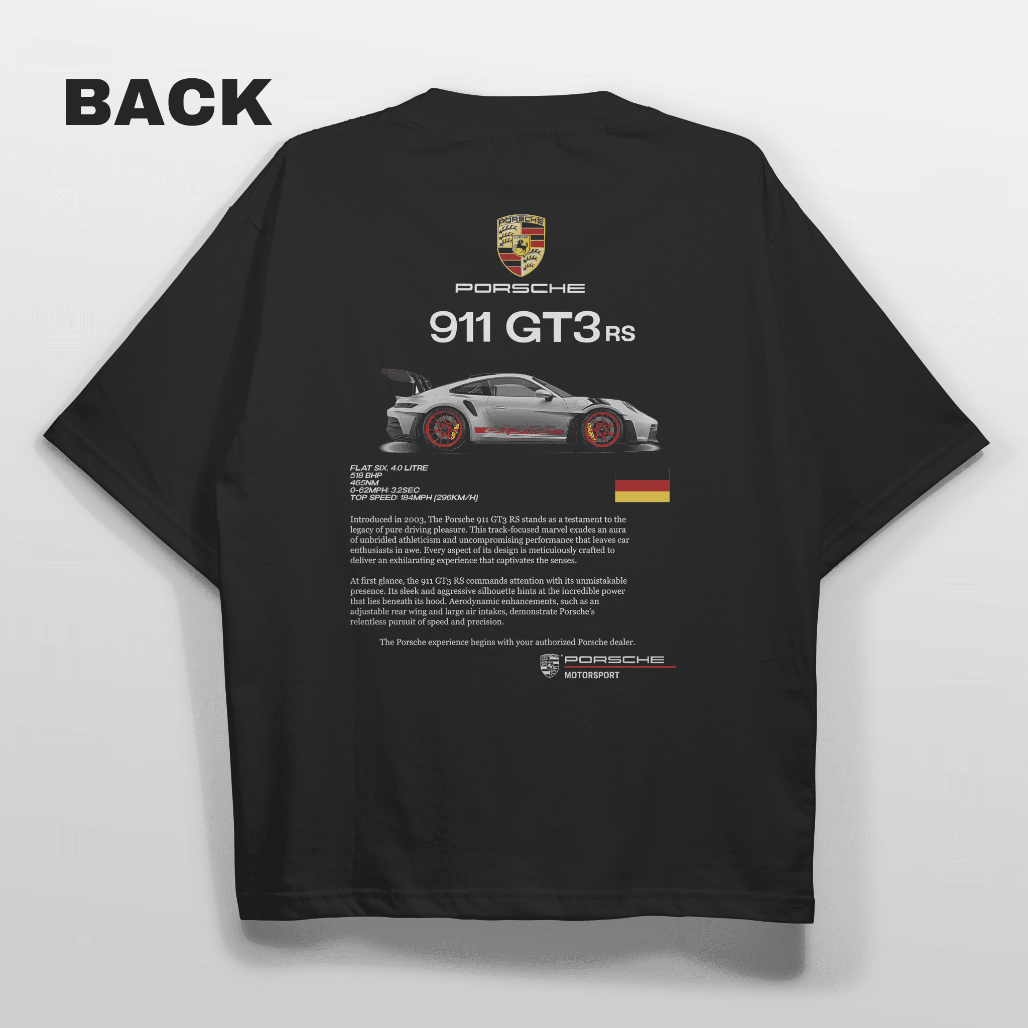 Porsche 911 GT3 Oversized T-shirt (Black) - HavenWear