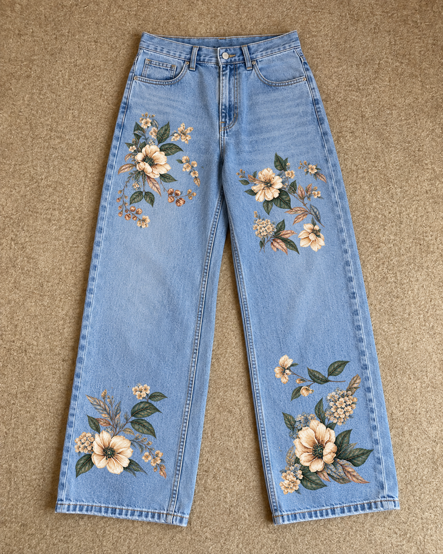 Vintage Bloom Baggy Denim